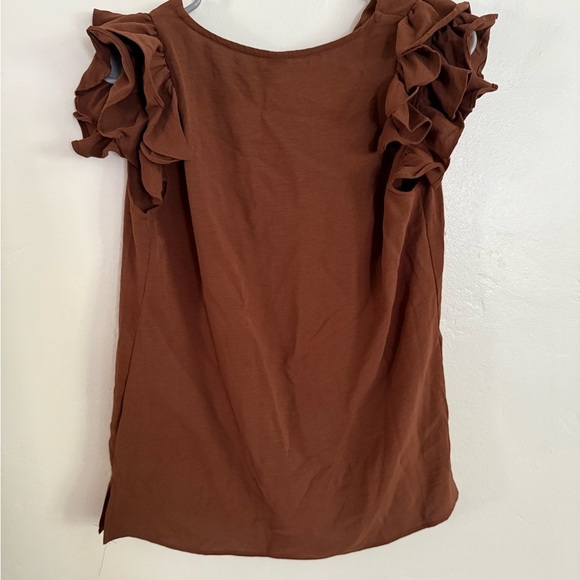 Chocolate Ruffle Sleeve Blouse, Size Medium - Picture 3 of 3